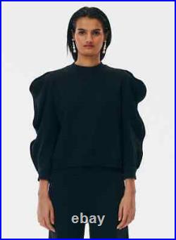 TIBI Scallop Sweatshirt Black Top Sweater Top Jumper Cotton M