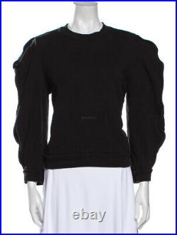 TIBI Scallop Sweatshirt Black Top Sweater Top Jumper Cotton M
