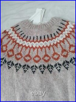 TOAST Fair Isle Alpaca Cotton Yoke Sweater Size M 12 14 Knitted Jumper BNWT Rare