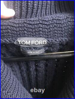 TOM FORD men's shawl collar sweater cardigan thick cable knit black wool sz M