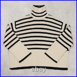 TOTEME Signature Stripe Turtleneck Sweater In Sand Size M