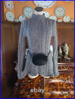 Tabula Rasa 100% Gray Merino Wool Chunky Cable Sweater X-tra Long SleevezMerino