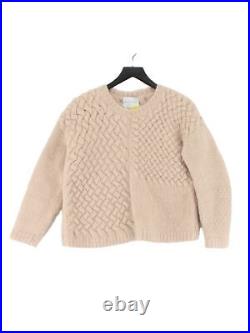 The Knotty Ones Women's Jumper M Cream Wool with Other Round Neck Pullover