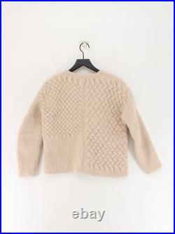 The Knotty Ones Women's Jumper M Cream Wool with Other Round Neck Pullover