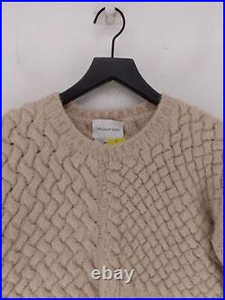 The Knotty Ones Women's Jumper M Cream Wool with Other Round Neck Pullover