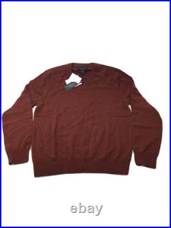 The Men's Store Men's V-neck Sweater Cotton Cinnamon Size M