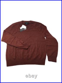 The Men's Store Men's V-neck Sweater Cotton Cinnamon Size M