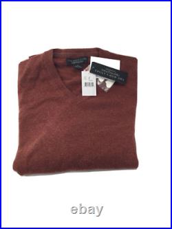 The Men's Store Men's V-neck Sweater Cotton Cinnamon Size M