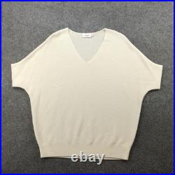 The Reset Sweater Womens Small Medium Beige Wool V Neck Dolman Short Sleeve