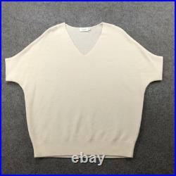 The Reset Sweater Womens Small Medium Beige Wool V Neck Dolman Short Sleeve