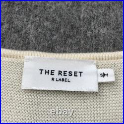The Reset Sweater Womens Small Medium Beige Wool V Neck Dolman Short Sleeve