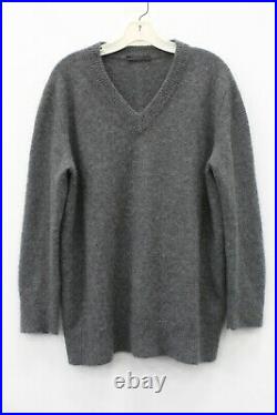 The Row Gray V Neck Cashmere Silk Blend Sweater Size M