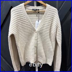 Theory Button Front Cardigan Sweater in Ivory Toast Paramour Women's Size M NWT