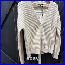 Theory Button Front Cardigan Sweater in Ivory Toast Paramour Women's Size M NWT