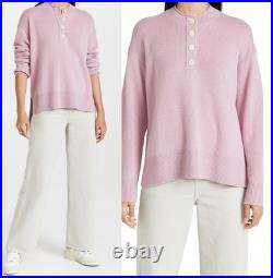 Theory Cashmere Henley Sweater in Wild Lilac Size M NWOT MSRP $445