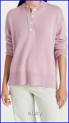 Theory Cashmere Henley Sweater in Wild Lilac Size M NWOT MSRP $445
