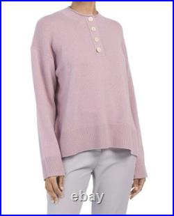 Theory Cashmere Henley Sweater in Wild Lilac Size M NWOT MSRP $445