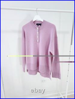 Theory Cashmere Henley Sweater in Wild Lilac Size M NWOT MSRP $445