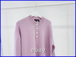 Theory Cashmere Henley Sweater in Wild Lilac Size M NWOT MSRP $445