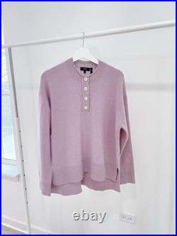 Theory Cashmere Henley Sweater in Wild Lilac Size M NWOT MSRP $445