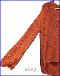 Theory Karenia Sweater Size Medium Soft Rust Cotton Rope V Neck M0114715 NWT