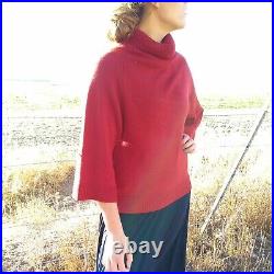 Theory Oversize Juliet O Noble Sweater M Red Kimono Wide Sleeve Turtleneck Chunk