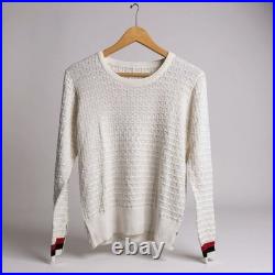 Thom Browne White Textured Crewneck Sweater Medium