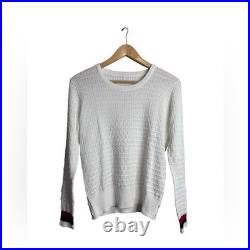 Thom Browne White Textured Crewneck Sweater Medium