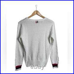 Thom Browne White Textured Crewneck Sweater Medium