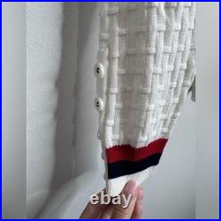 Thom Browne White Textured Crewneck Sweater Medium