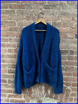 Tibi Women's Cardigan Sweater, Sz Medium, Chunky Blue Wool/Alpaca