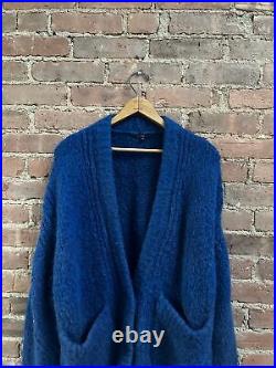 Tibi Women's Cardigan Sweater, Sz Medium, Chunky Blue Wool/Alpaca