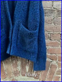 Tibi Women's Cardigan Sweater, Sz Medium, Chunky Blue Wool/Alpaca