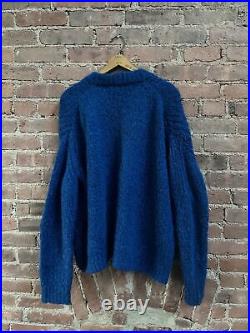 Tibi Women's Cardigan Sweater, Sz Medium, Chunky Blue Wool/Alpaca