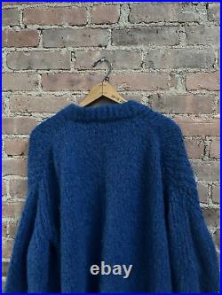 Tibi Women's Cardigan Sweater, Sz Medium, Chunky Blue Wool/Alpaca