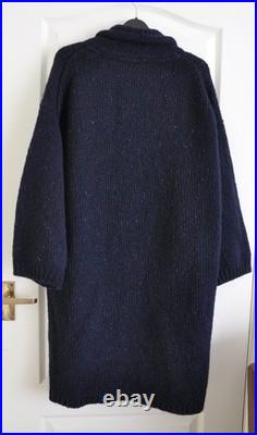 Toast Donegal Wool Cardigan Coat Size Small / Medium Navy Blue Flecked Knit