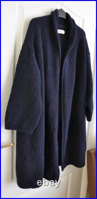 Toast Donegal Wool Cardigan Coat Size Small / Medium Navy Blue Flecked Knit