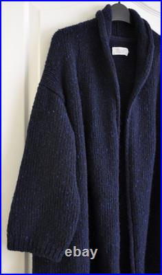 Toast Donegal Wool Cardigan Coat Size Small / Medium Navy Blue Flecked Knit