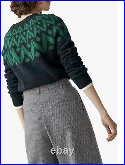 Toast Green Navy Seamless Chevron Yoke Fairisle Jumper Sweater Scottish Wool M