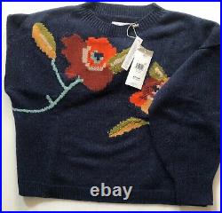 Toast Intarsia Floral Jumper Sweater Blue Multicoloured Size M RRP £295 NEW