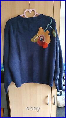 Toast Intarsia Floral Jumper Wool & Cashmere Blue Multicoloured Sweater RRP £295