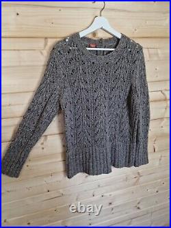 Toast Womens Chunky Open Knitted Jumper Sweater Medium Brown Flecked UK14