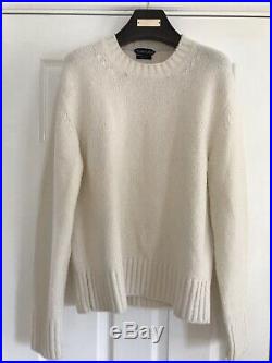 Tom Ford Mens Cream Cashmere Silk Crew Neck Sweater Jumper Size 50 Medium TFK110