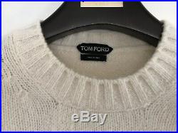 Tom Ford Mens Cream Cashmere Silk Crew Neck Sweater Jumper Size 50 Medium TFK110