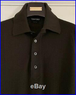 Tom Ford Mens Knitted Polo Shirt L/S 100% Cashmere Sweater Eu 48 Sz Medium Brown