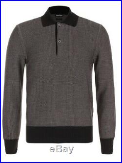 Tom Ford Mens Knitted Polo Shirt L/S Silk/Wool Sweater Size 50 Medium Grey New