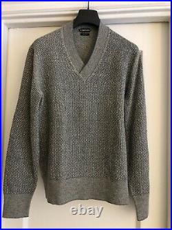 Tom Ford V- Neck Sweater, Lt. Grey/white. Size 50. Orig $950