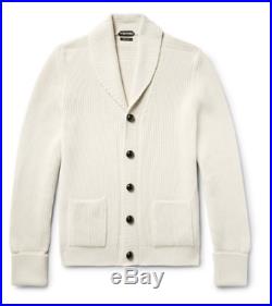 Tom Ford ivory shawl collar cardigan knitted Steve mcqueen sz IT 48 Wool ribbed