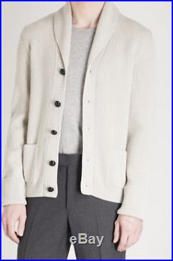 Tom Ford ivory shawl collar cardigan knitted Steve mcqueen sz IT 48 Wool ribbed