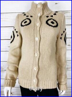 Tomas Maier Womens Knit Cardigan Beige Size M Button Up Long Sleeve Sweater